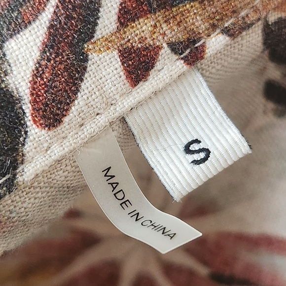 Bugatchi shirt S off white brown 100% fine linen Leaf Floral shaped fit new $185 - Picture 5 of 10